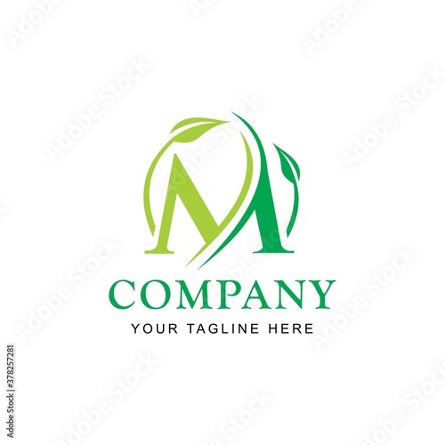 Initial M Nature logo design inspiration