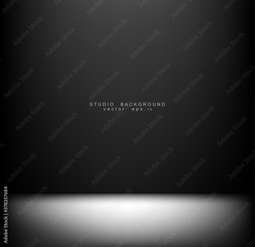 Empty black Studio room Backdrop. Light interior with copyspace for your creative project . Vector illustration EPS 10
