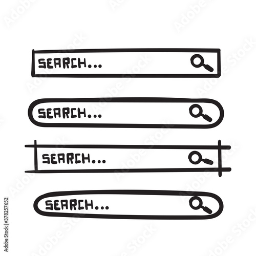 hand drawn doodle search bar icon illustration vector isolated