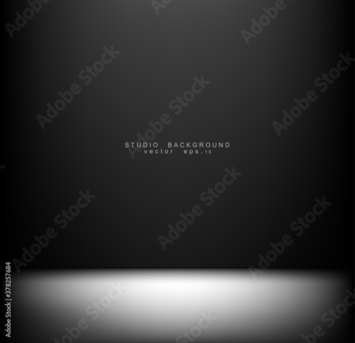Empty black Studio room Backdrop. Light interior with copyspace for your creative project . Vector illustration EPS 10 © bebuntoon