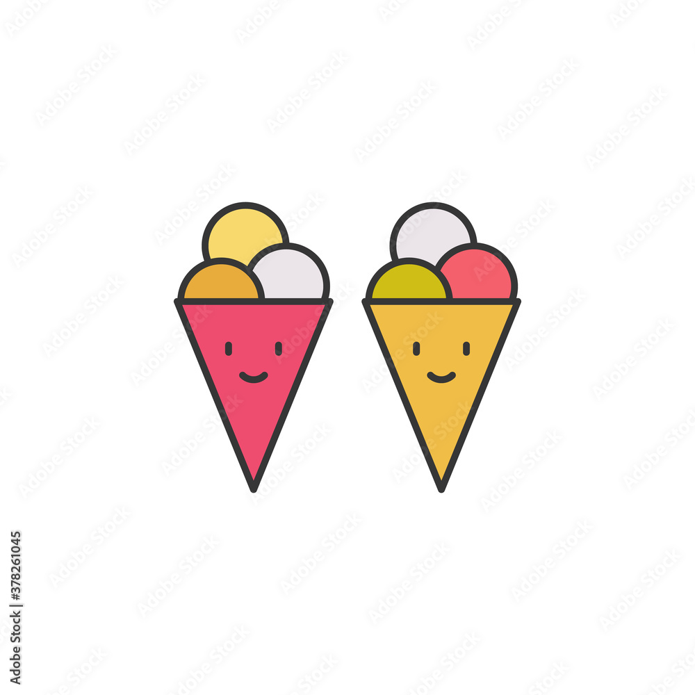 ice-cream friendship outline icon. Elements of friendship line icon. Signs, symbols and vectors can be used for web, logo, mobile app, UI, UX on white background