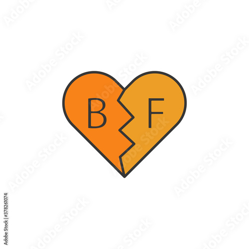 necklace bff friendship outline icon. Elements of friendship line icon. Signs, symbols and vectors can be used for web, logo, mobile app, UI, UX on white background