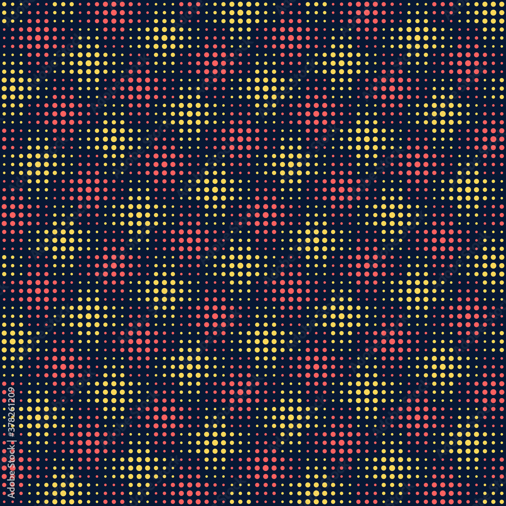 Obraz premium vector seamless pattern. dotted repetitive background. fabric swatch. wrapping paper. continuous print. geometric shapes. design element for decor, apparel, phone case, textile. blue red yellow image