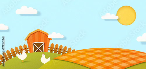 Paper art Farm Scene