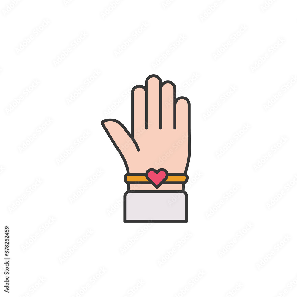 Obraz premium hand best friends bracelet outline icon. Elements of friendship line icon. Signs, symbols and vectors can be used for web, logo, mobile app, UI, UX on white background