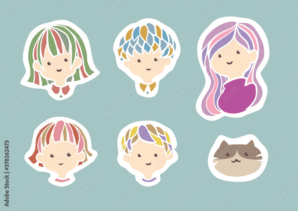 優しい男女と猫 セットのイラスト素材 アイコン ベクター画像 ほんわかする Stock Vector Adobe Stock