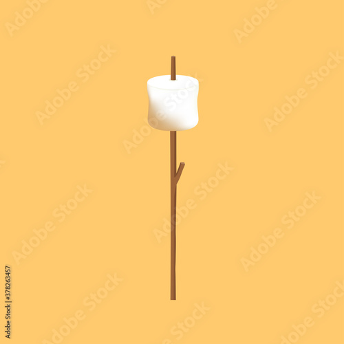 Burned Marshmallows. Marshmallow stick vector. Marshmallow logo design.