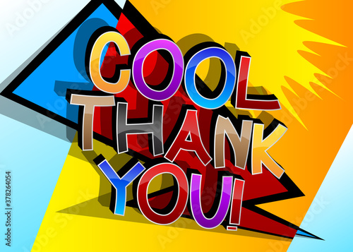 Cool Thank You Comic book style cartoon words on abstract comics background.