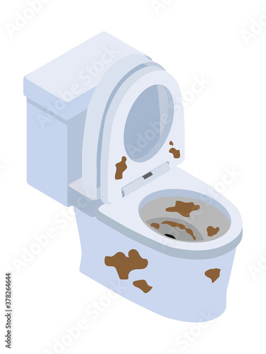 ひどく汚れた洋式トイレ