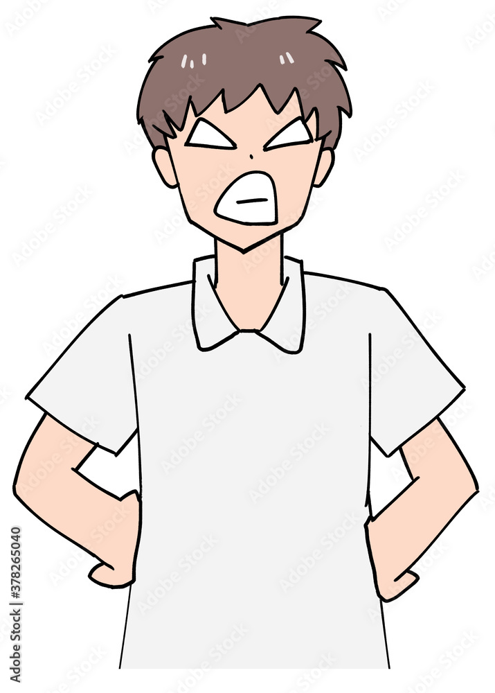 腰に手を当てて怒る看護師