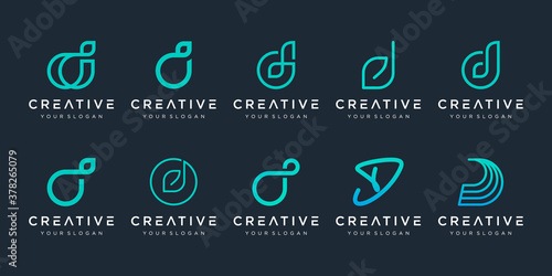 Set of abstract initial letter D logo design template. icons for business of luxury, elegant, simple.