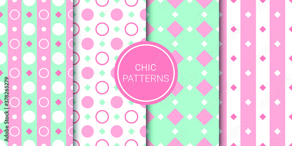 Chic Style Patterns with Pastel Color in EPS 10. This Pattern can be used for Wallpaper, Pattern fills, web page background, packaging, banners, invitations, business cards & fabric print