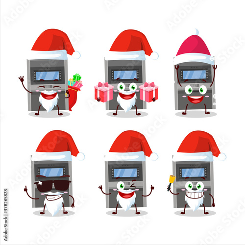 Santa Claus emoticons with atm machine cartoon character