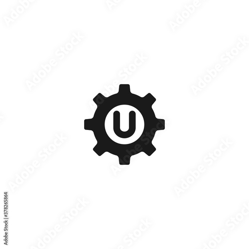 Setting icon u letter vector, Tools, Cog, Gear Sign Isolated on white background. Help options account concept. Trendy Flat style for graphic design, logo, Web site, social media, UI, mobile app