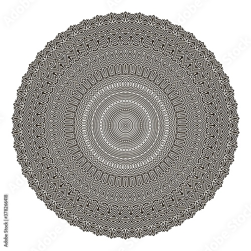 Halftone ornament, monochrome pattern. Drawing vintage style. Grunge texture. Points vintage drawing. Abstract art symbol, logo. Modern symmetric pattern. Festive art backdrop. Creative vector element