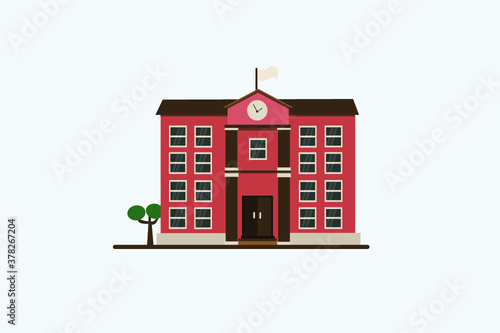 School Building Vector Illustration