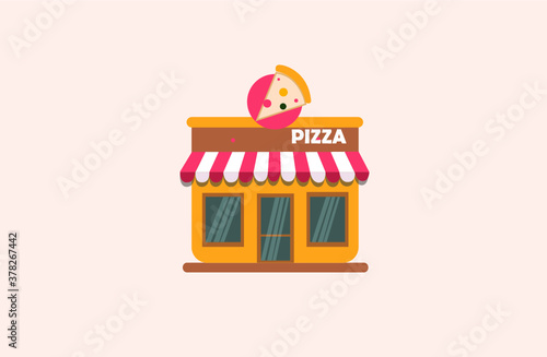 Pizza Shop Building Vector Illustration