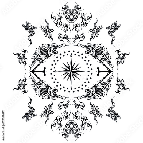 eye celtic ethnic compass pattern world direction sides