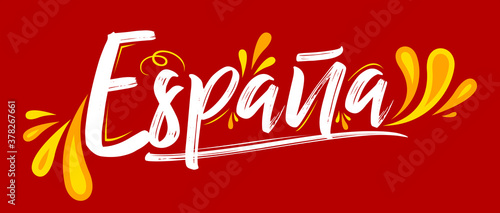 Espana Spain Spanish text,Patriotic Banner design flag colors vector illustration.