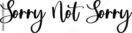 Sorry Not Sorry. Handwritten Typography Black Color Text On White Background
