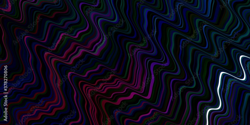 Dark Multicolor vector pattern with curves. Bright sample with colorful bent lines, shapes. Pattern for commercials, ads.