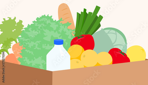 Package with vegetables an fruits