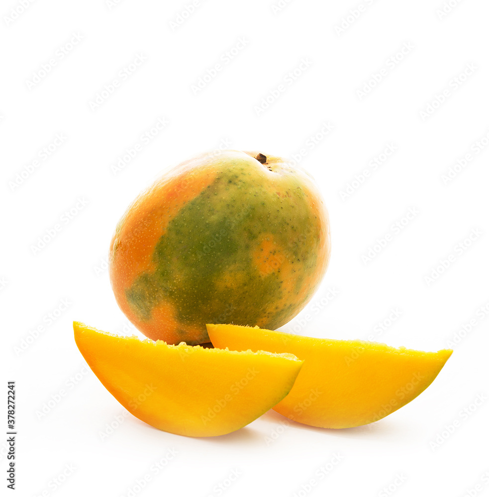 Ripe mango isolated on a white background, close up Ripe mango isolated on a white background, close up