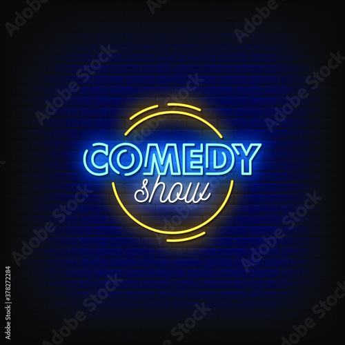 Comedy Show Neon Signs Style Text Vector