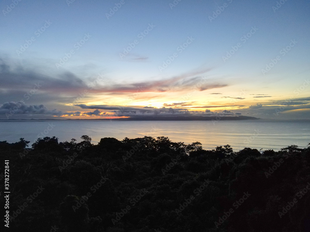 Sunrise over the Golfo Dulce Bay in Costa Rica