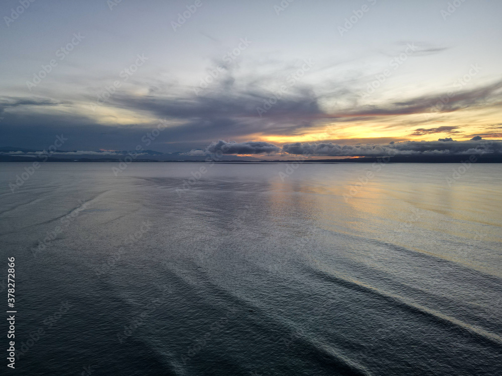 Sunrise over the Golfo Dulce Bay in Costa Rica