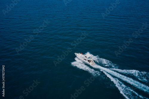 aerial view luxury motor boat © Berg