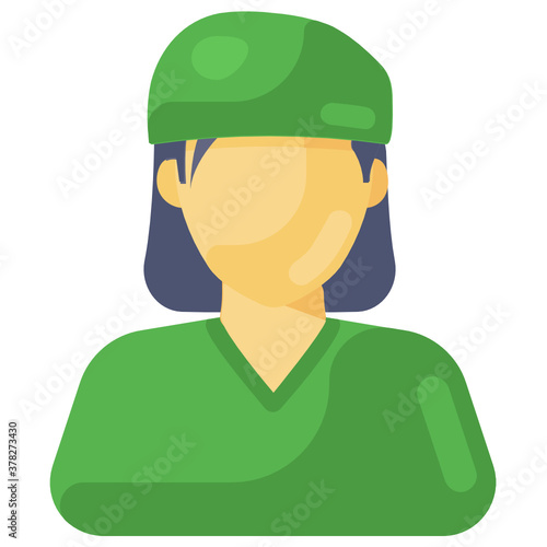  Nurse icon in flat design, medical staff 