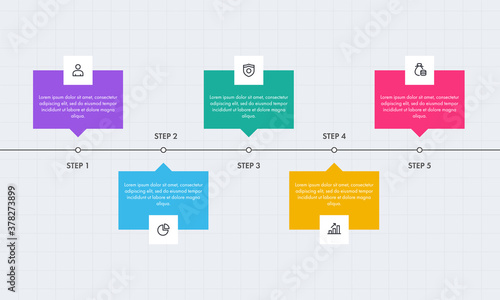 Four Different Steps Infographic Layout on Grid Background For Business Concept.