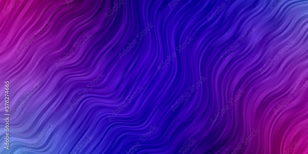 Obraz premium Dark Pink, Blue vector backdrop with circular arc. Abstract gradient illustration with wry lines. Best design for your ad, poster, banner.