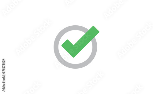 Green check mark. Symbol of approval. Approved tick symbol inside a circle.