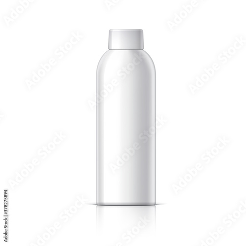 Cool Realistic White plastic bottle. Cosmetic package collection for cream, soups, foams, shampoo. Vector Illustration