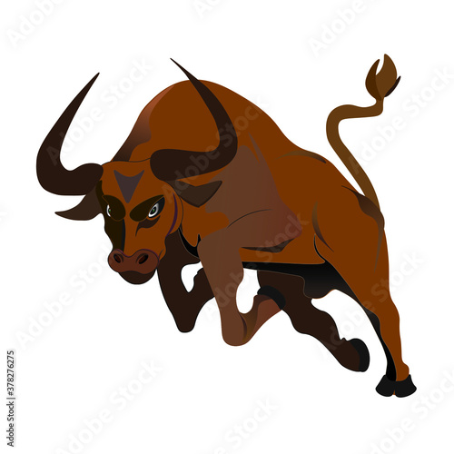bull angry and index mark
bull angry look with wings black spots big horns serious guy and index mark just run

