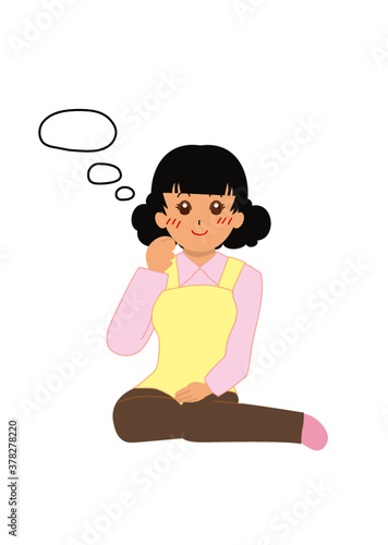 考える女の人笑顔