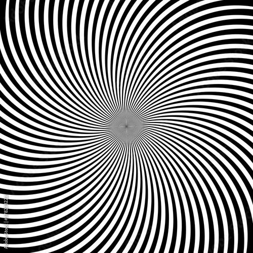 Radial black stripes on white background, vector illustration 