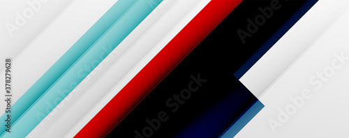 Geometric abstract backgrounds with shadow lines, modern forms, rectangles, squares and fluid gradients. Bright colorful stripes cool backdrops