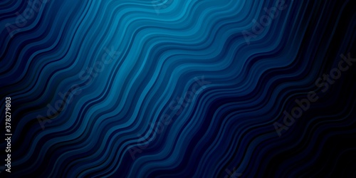 Dark BLUE vector background with bent lines. Colorful abstract illustration with gradient curves. Pattern for booklets  leaflets.