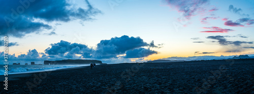 Bild auf Leinwand Stone trolls at Reynisfjara beach, Vik, Iceland