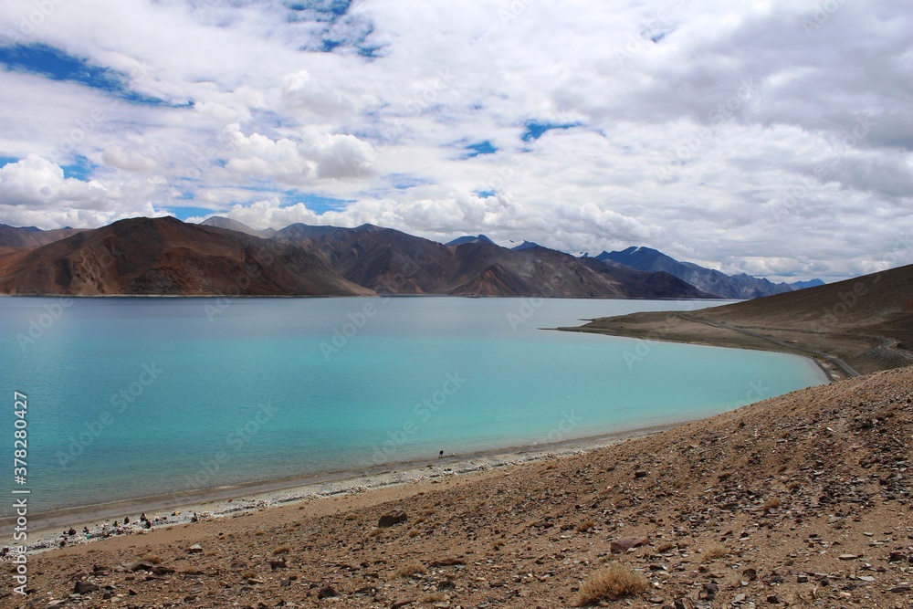 Scenic view of Pangong Tso in Ladakh region of India.