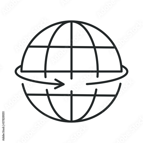 icon  line globe with arrow  horizontal arrow