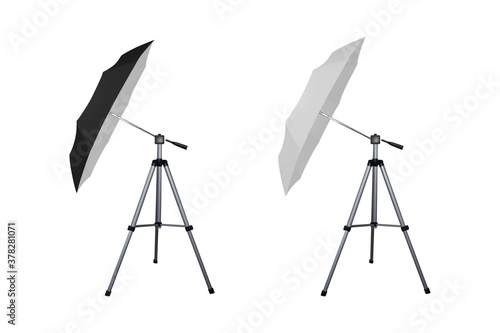 Black and white umbrella reflectors for speed light.