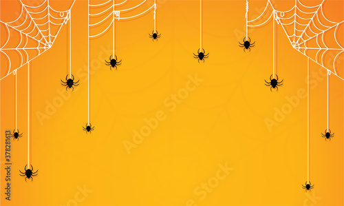 Halloween with spider web yellow background vector illustration eps10