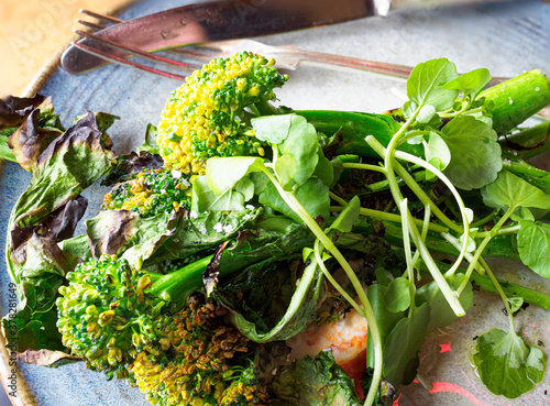 Fototapeta Naklejka Na Ścianę i Meble -  Close up of a grilled broccoli salad