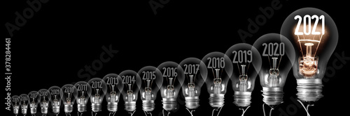 Light Bulbs with New Year 2021