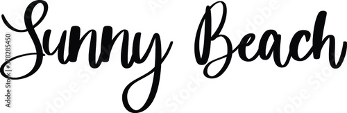 Sunny Beach Typography Black Color Text On White Background