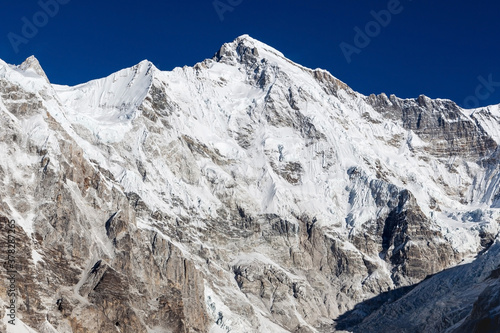 Mount Cho Oyu (8,188m) South Face. Snowy wall of high himalayan peak. Nepal. photo